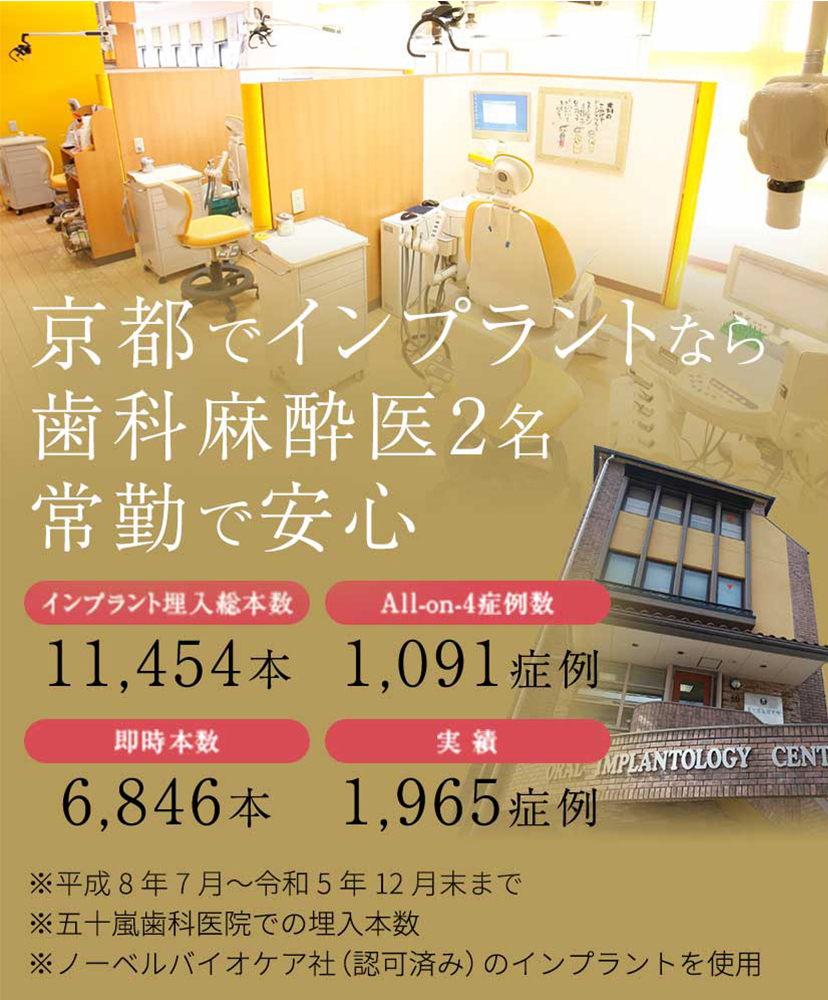 京都で オールオン4なら五十嵐歯科医院。歯科麻酔医2名常勤で安心